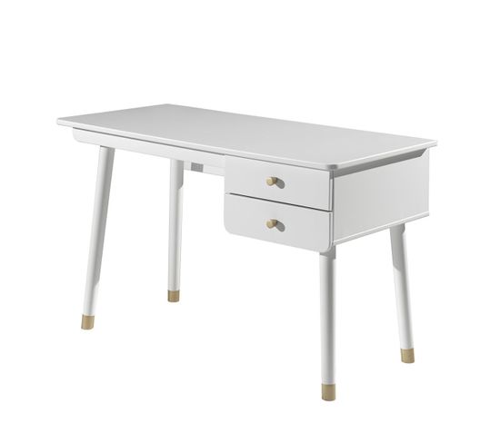 Bureau 2 Tiroirs Blanc Et Gold - Tiny White