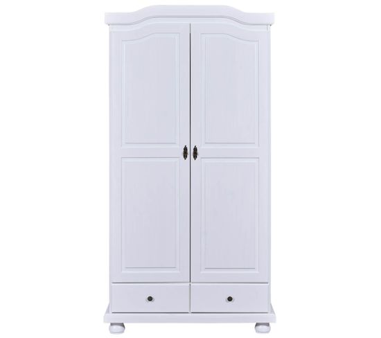 Armoire 2 Portes Bois Massif Blanc - Neder