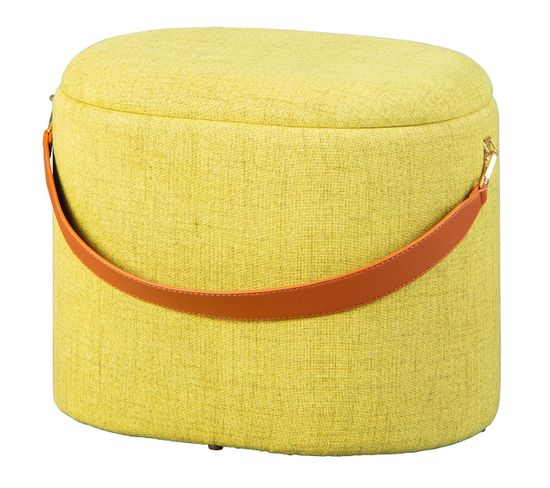 Pouf Avec Coffre Et Lanière Jaune - Deena