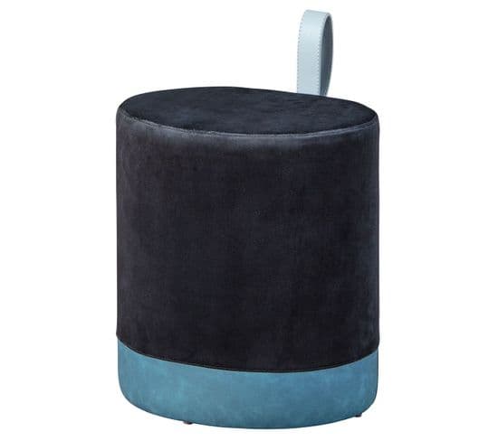 Pouf Avec Lanière Noir Et Bleu - Opale