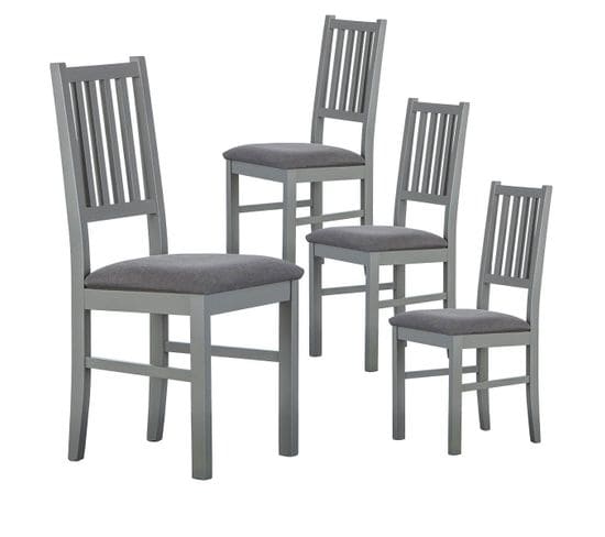 Lot De 4 Chaises Bois Massif Gris - Melina