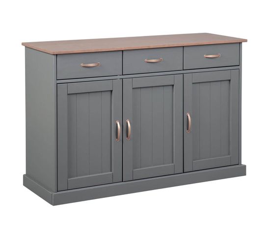 Buffet 3 Portes 3 Tiroirs Coloris Gris - Melina