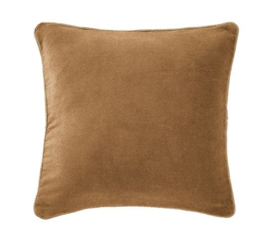 Coussin Déhoussable 45x45cm Velours De Coton Coloris Camel - Harris