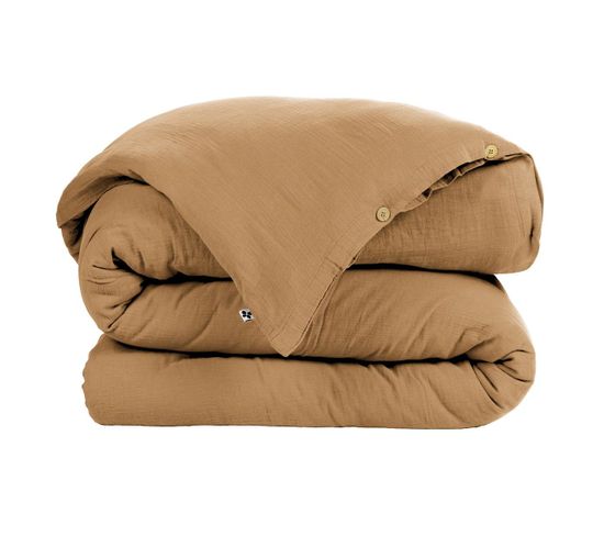 Housse De Couette 260x240cm Gaze De Coton Camel - Ourea