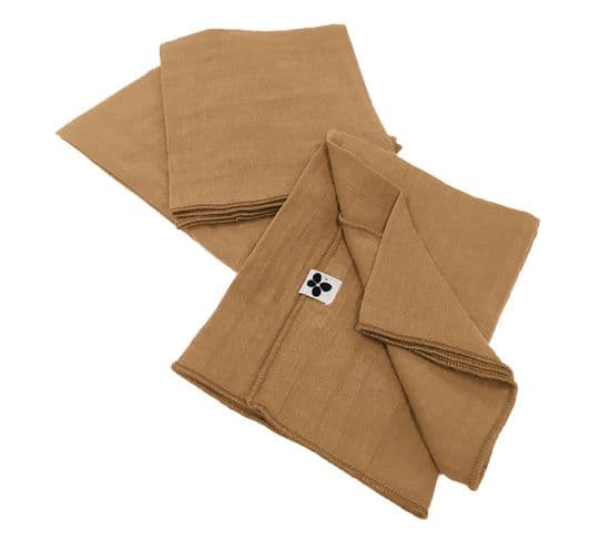 Lot De 3 Serviettes 40x40cm Gaze De Coton Camel - Ourea