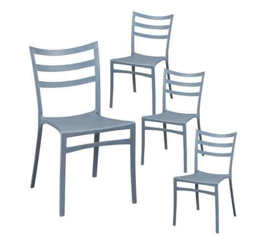 Lot De 4 Chaises En Polypropylène Gris Bleu - Monny