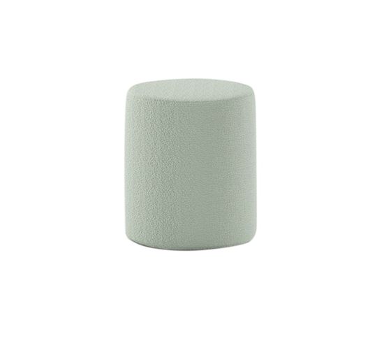 Pouf Rond 41cm Tissu Bouclé Vert Olive - Connie