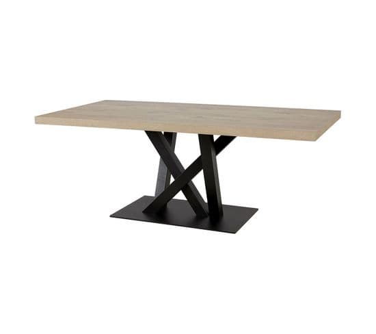 Table 170cm Aspect Bois Piètement Métal Croisé Noir - Canyon