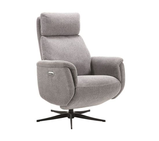 Fauteuil Relax Electrique Tissu Gris Clair Chiné - Sintra