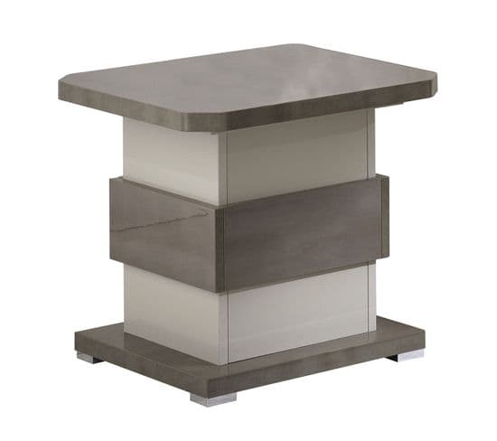 Table D'appoint Gris Acier Metallisé Et Gris Perle Mat - Auxane