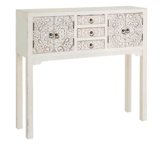 Console 4 Portes 3 Tiroirs Motif Fleur - Capucine