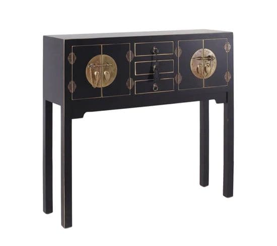 Console 4 Portes 3 Tiroirs Coloris Noir - Ivana