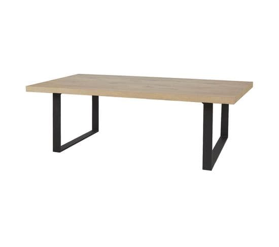 Table Rectangulaire 170cm Aspect Bois Piètement U Métal Noir - Canyon