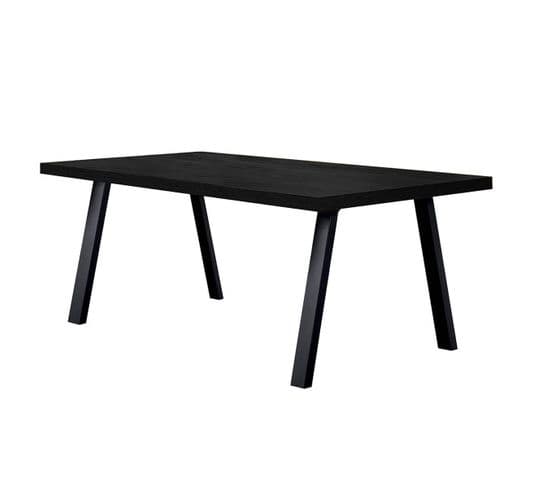 Table Rectangulaire 170cm Aspect Bois Noir Piètement À Métal Noir - Nox