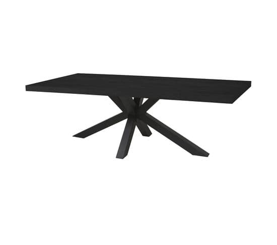 Table Rectangulaire 200cm Aspect Bois Noir Piètement Etoile Métal Noir - Nox
