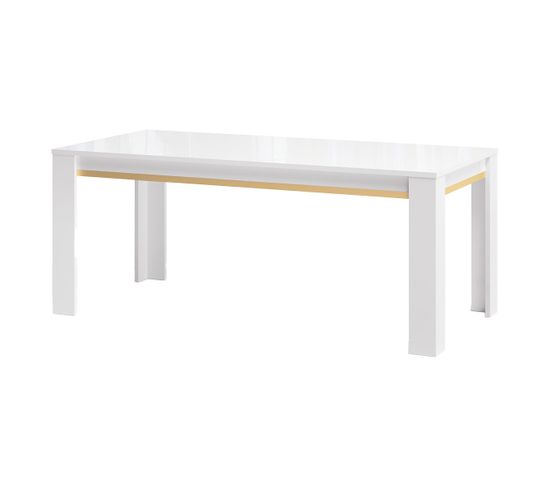 Table 160x90cm Laquée Blanc Et Décor Doré - Jemma