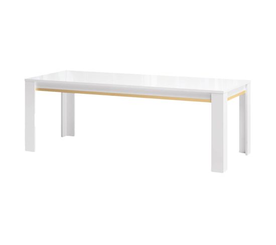 Table 190x90cm Laquée Blanc Et Décor Doré - Jemma