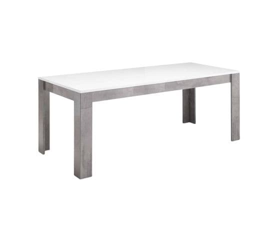 Table De Repas Rectangulaire 190x90cm Laquée Blanc Et Marbre - Clark