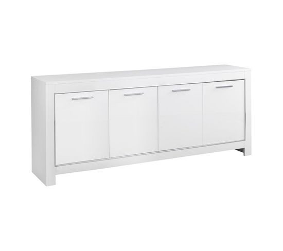 Buffet 4 Portes L207cm Laqué Blanc Brillant - Denae