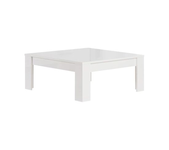 Table Basse Carrée 100cm Laquée Blanc Brillant - Denae