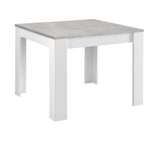 Table Carrée 100cm Laquée Blanc Brillant Et Gris Marbré - Denae