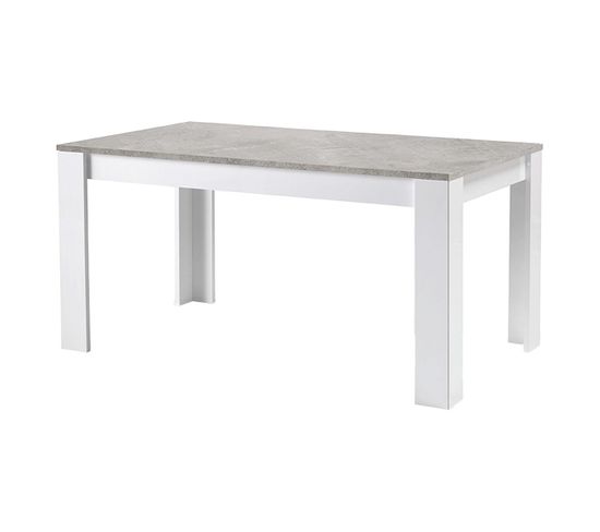 Table Rectangulaire 160x90cm Laquée Blanc Brillant Et Gris Marbré - Denae