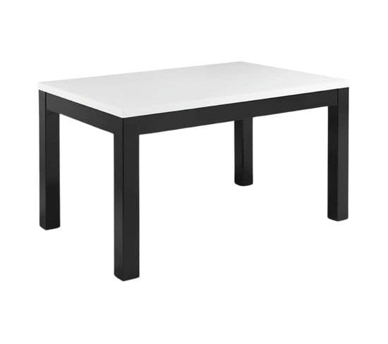 Table Rectangulaire 138x80cm Laquée Noir Et Blanc Brillant - Deyton