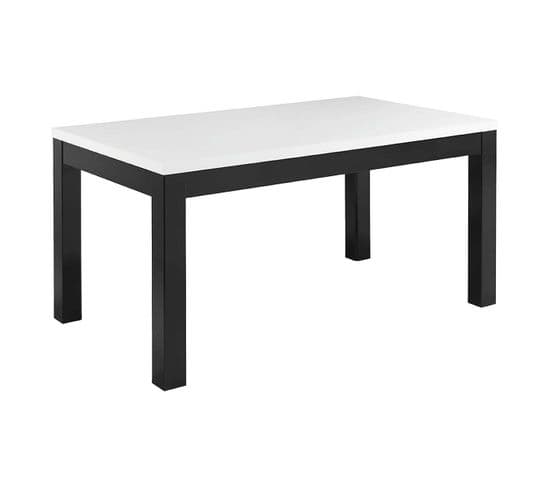 Table Rectangulaire 160x90cm Laquée Noir Et Blanc Brillant - Deyton