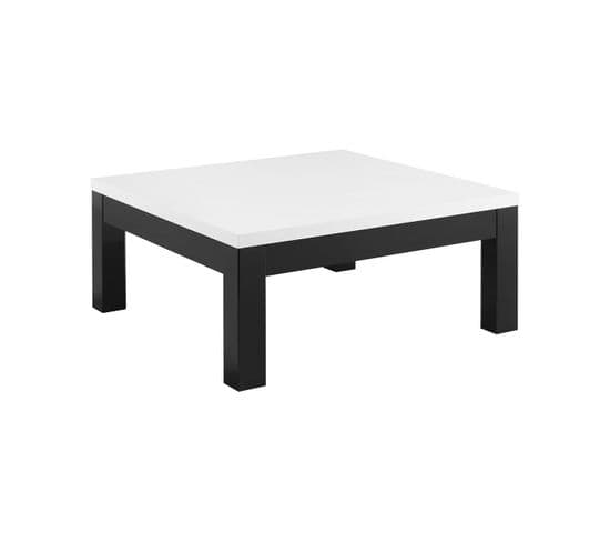 Table Basse Carrée 100cm Laquée Noir Et Blanc Brillant - Deyton