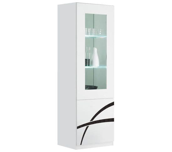 Vitrine Droite 1 Porte Laquée Brillant Blanc - Alyssa