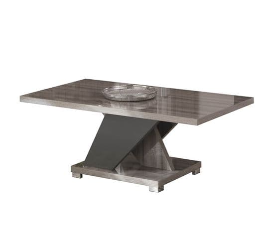 Table Basse Rectangulaire Aspect Noyer Gris Foncé - Dita