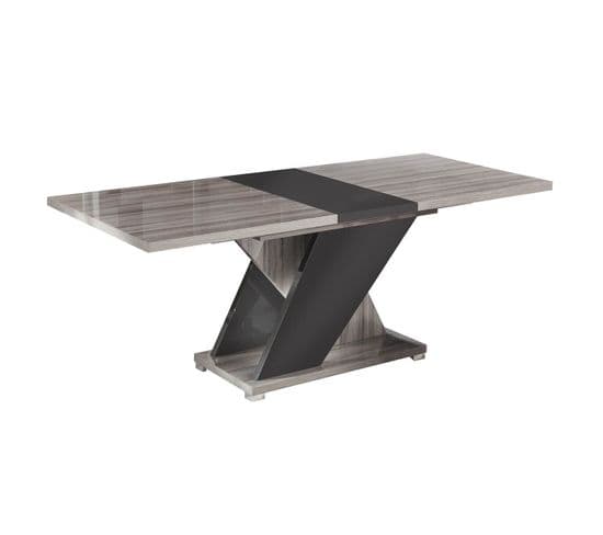 Table Repas Rectangulaire Extensible Aspect Noyer Gris Foncé - Dita