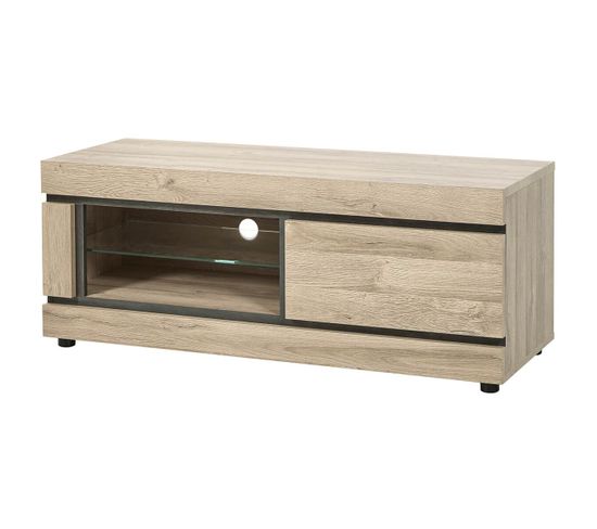 Meuble TV 1 Porte Et Niche Aspect Bois - Massire