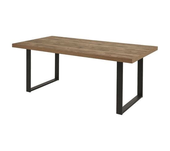 Table 170cm Aspect Bois Piètement U Métal Poudré Noir - Jenna