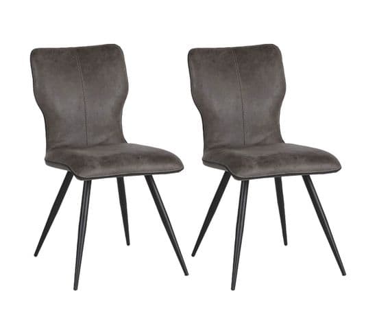 Lot De 2 Chaises Grises Piètement Evasé Noir - Lucie