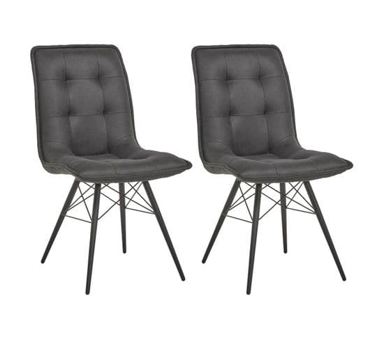 Lot De 2 Chaises Capitonnées Anthracite - Nadia