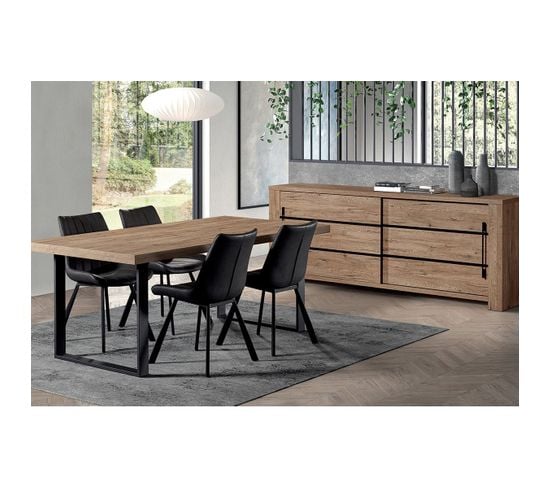 Ensemble Buffet + Table 170cm Aspect Bois - Nilla