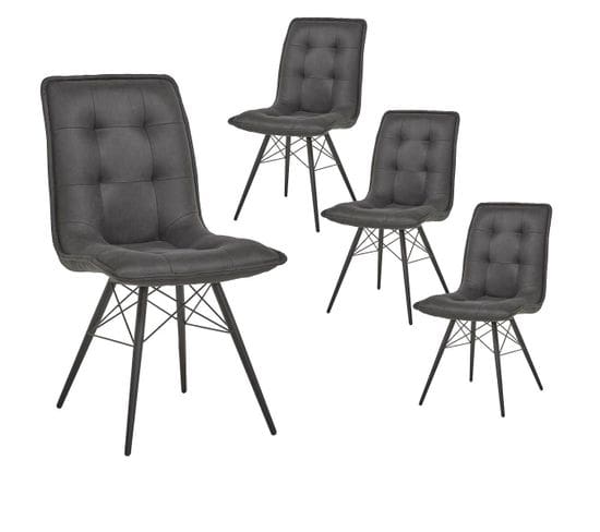 Lot De 4 Chaises Capitonnées Anthracite - Nadia