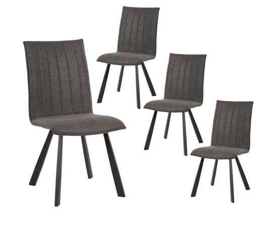 Lot De 4 Chaises Matelassées Grises - Sansa