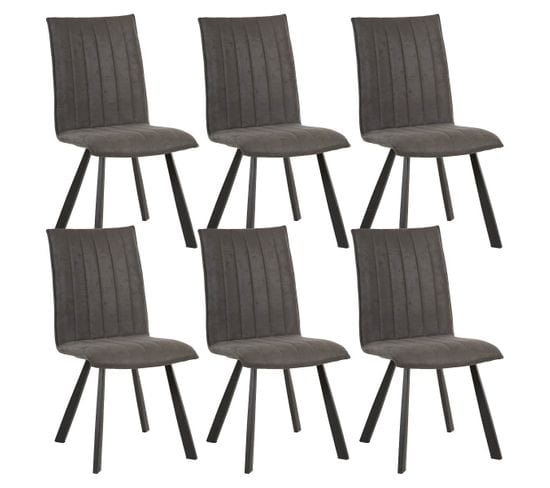 Lot De 6 Chaises Matelassées Grises - Sansa