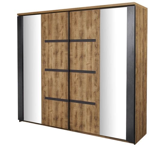 Armoire 2 Portes Coulissantes 245cm Effet Bois - Candas