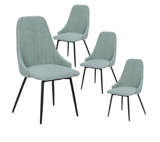 Lot De 4 Chaises Pivotantes Tissu Vert D'eau - Undy