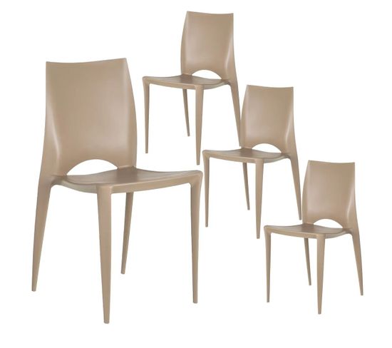 Lot De 4 Chaises Empilables Polypropylène Taupe - Rofa