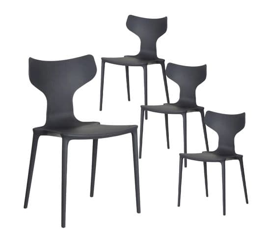 Lot De 4 Chaises Empilables Anthracite Dossier En T - Blist