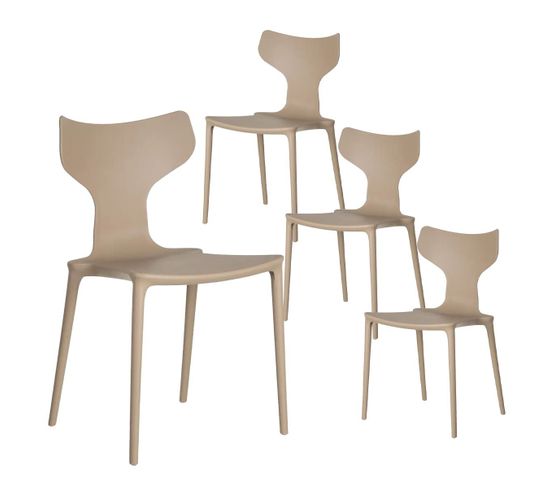 Lot De 4 Chaises Empilables Taupe Dossier En T - Blist