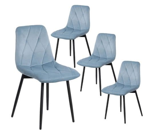 Lot De 2 Chaises Capitonnées Tissu Bleu Ciel - Gosso