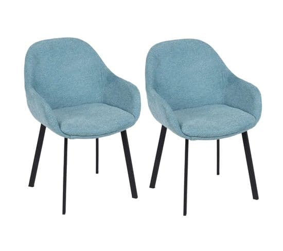 Lot De 2 Fauteuils Bleus Surpiqures Extérieures - Kovi