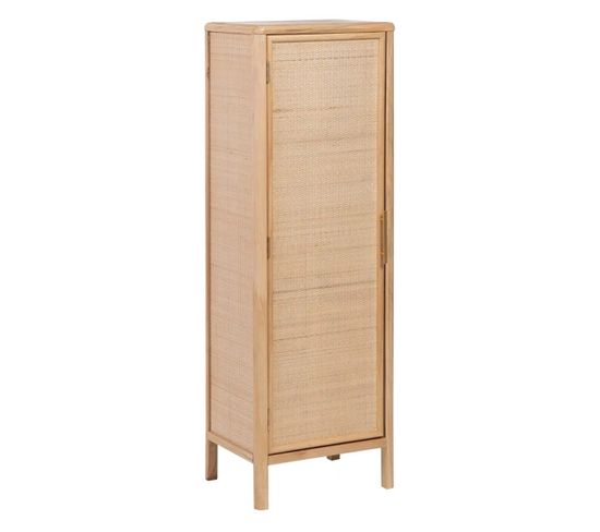 Armoire 1 Porte Effet Bois Et Rotin - Julias