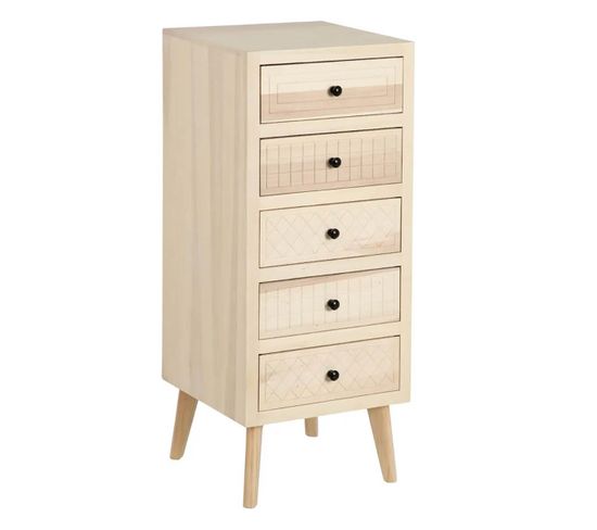 Chiffonnier 5 Tiroirs En Mdf Et Bois De Peuplier - Paplio