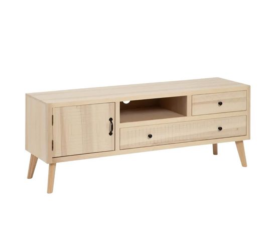 Meuble TV Multi-rangements Mdf Et Bois De Peuplier - Paplio